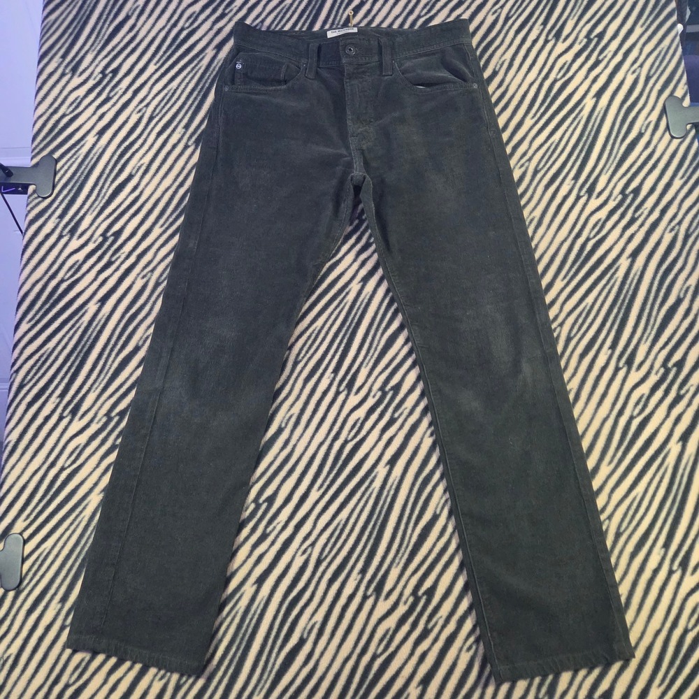 AG Adriano Goldschmied The Matchbox Slim Straight Corduroy Pants Dark Olive 32